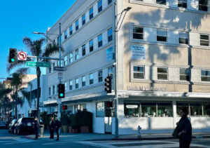 e. baldi’s Beverly Hills entrance is to the left on Canon Drive.