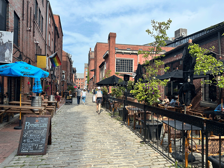 Dining in the Old Port District in Portland, Maine. Photo by Janna Graber