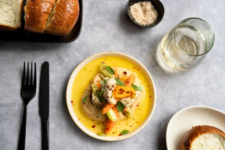 Giardineara with Parker House rolls at Lindens. Courtesy of Lindens