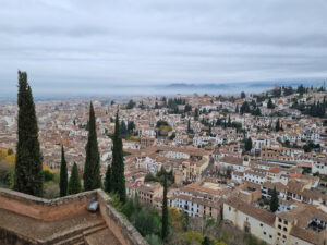 View of Grenada from the Alhambra in Spain during winter