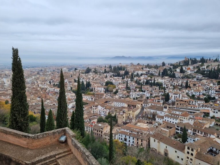 View of Grenada from the Alhambra in Spain during winter
