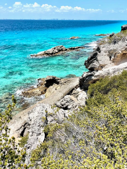 The water color is an array of blue hues at Isla Mujeres