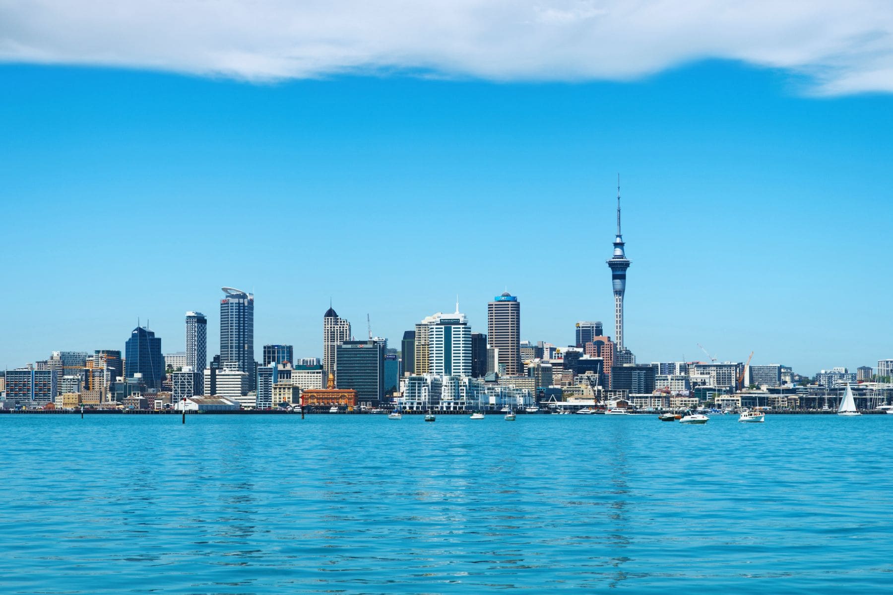 Auckland's gleaming skyline overlooks the harbor that earned New Zealand's largest city its nickname: the City of Sails. Photo from Canva