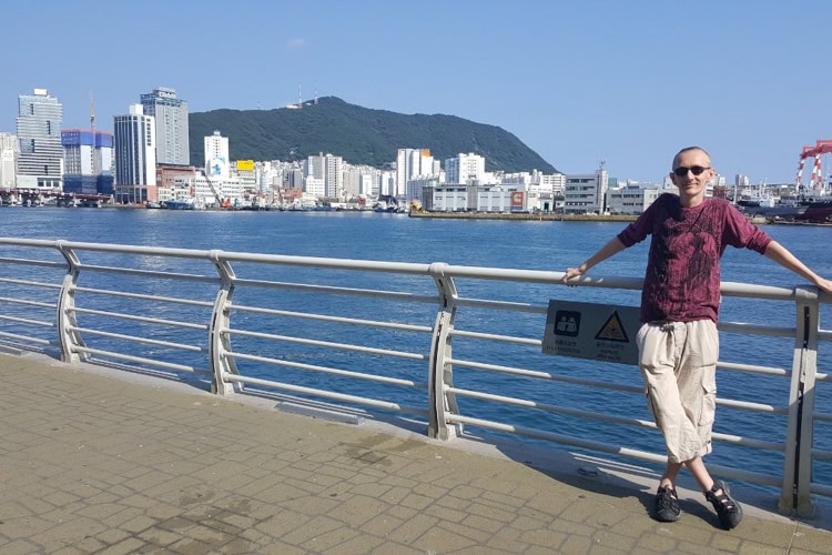 The author outside of Jagalchi Fish Market