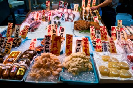 Traditional Japanese market offerings. Photo by Canva