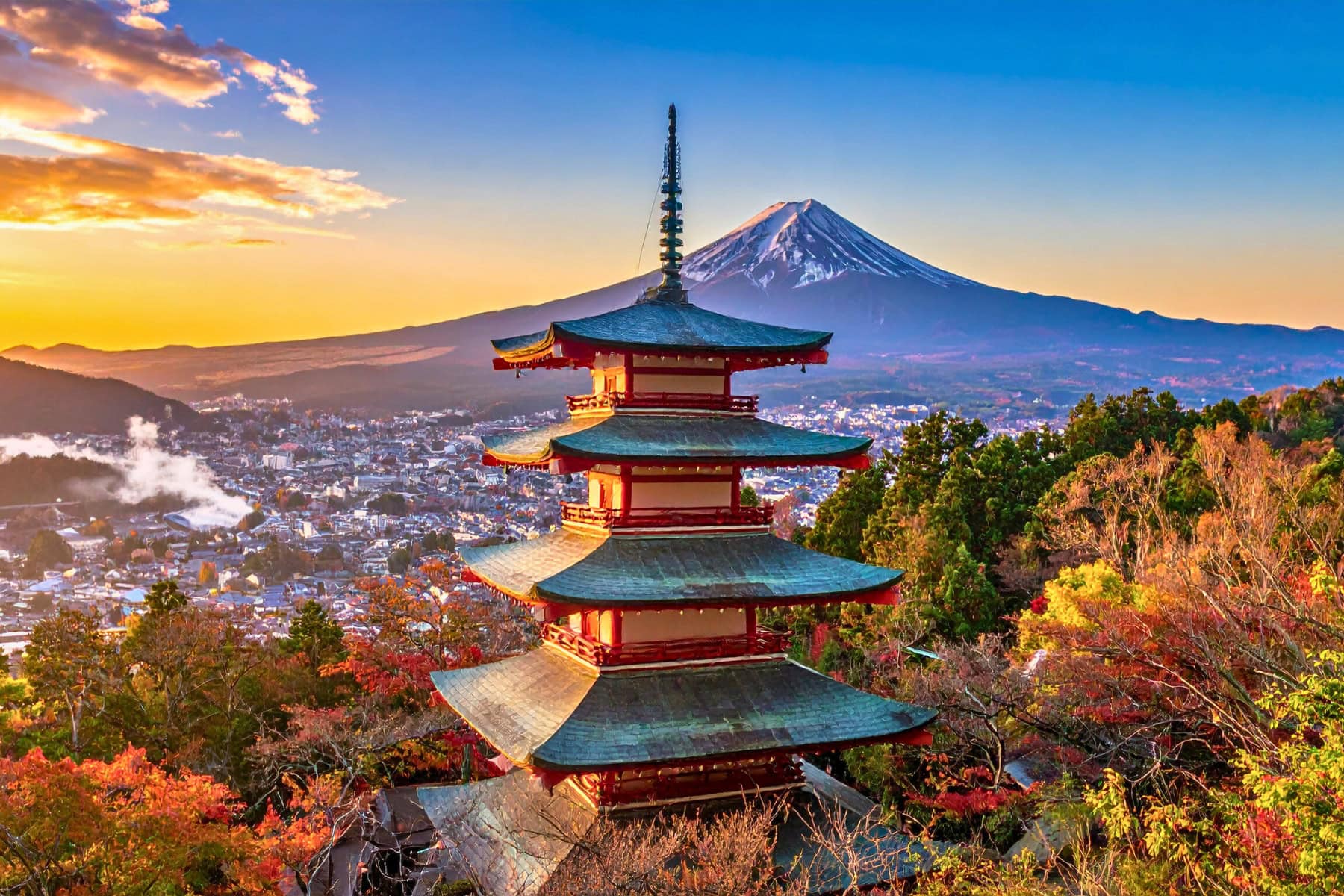 Chureito Pagoda with Mount Fuji, Japan. Photo by TrueCreatives via Canva