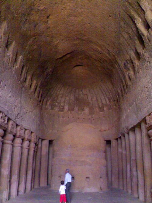 Kanheri Mumbai Caves main chaitya hall.