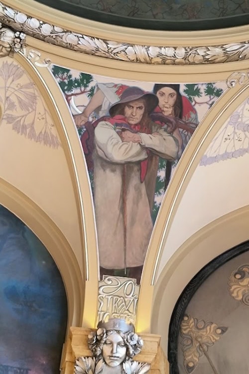 One of many murals by Alphonse Mucha inside Prague's Municipal House