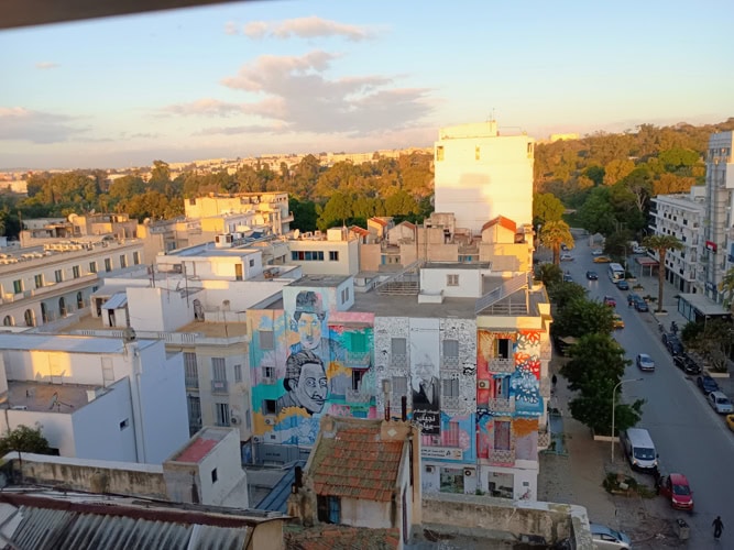 View from Belvedere hotel at sunrise in Tunis