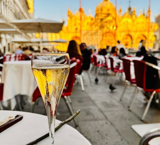 Prosecco in Piazza San Marco at Caffe Quadri.