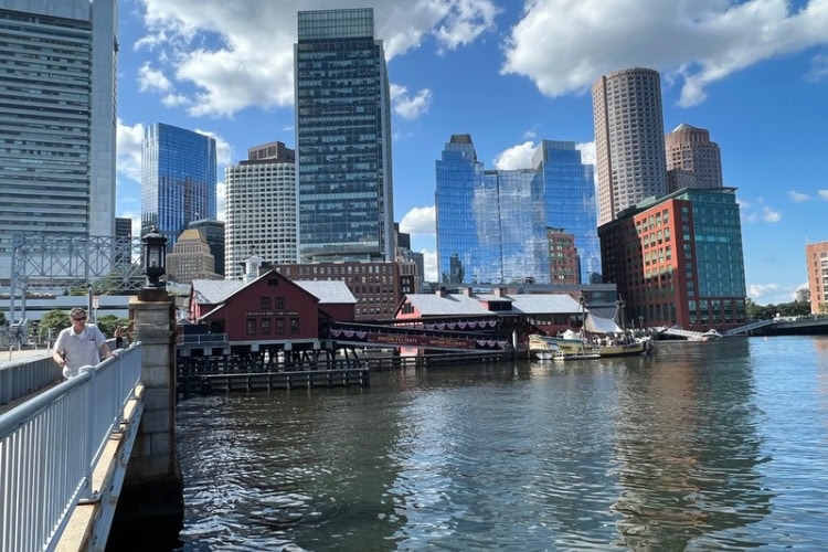 Boston city view across the wharf