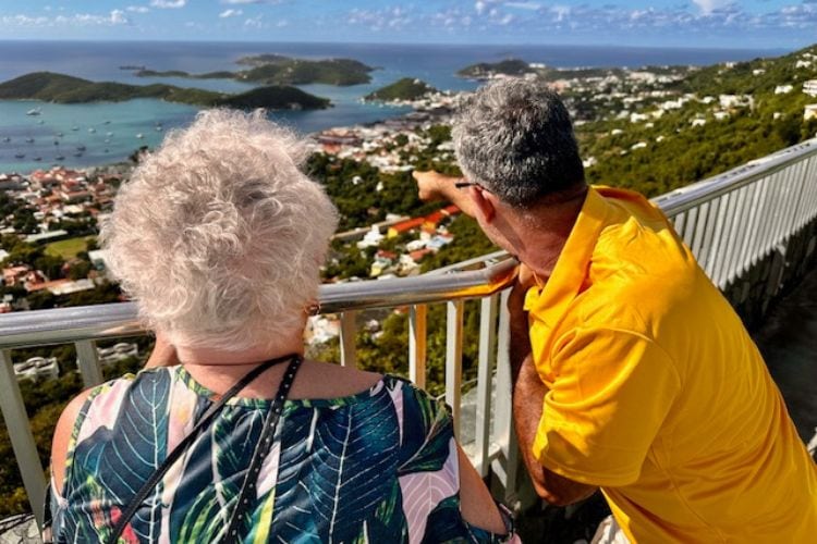 Gladys Shiels and St. Thomas tour guide Fares Qbeisi