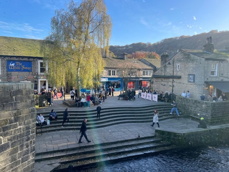 View of the village centre in Hebden Bridge