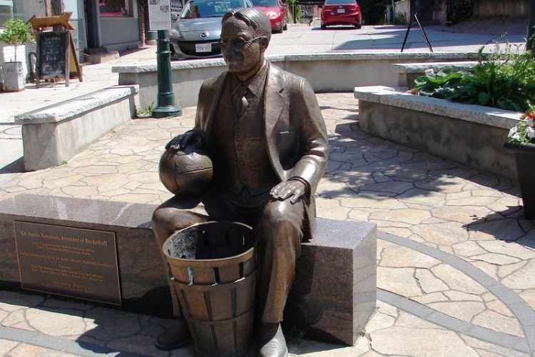 Statue of James Naismith in Almonte, Ontario, Canada, the inventor of basketball