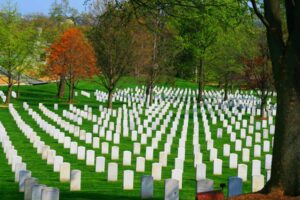 White marble headstones spread across Arlington National Cemetery's 693 acres like gardens of stone. Photo by Frank Hosek