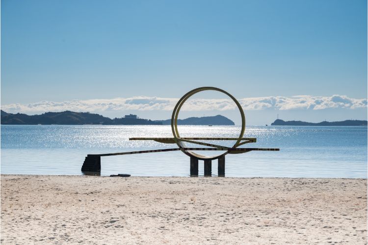 An art monument on the remote Okunoshima Island, floating in the Seto Inland Sea.