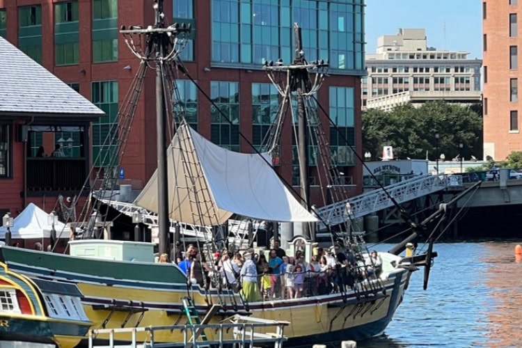 The Boston Tea Party Ships and Museum with a recreated 18th-century merchant ship