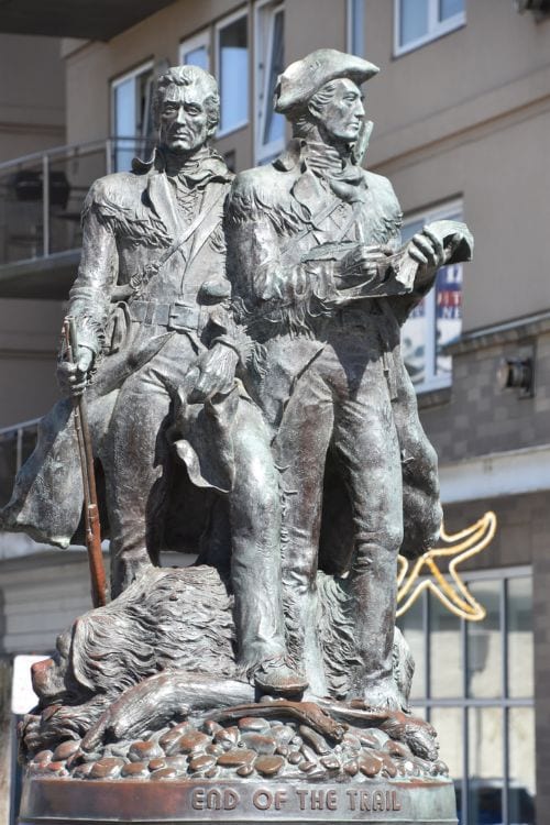 This statue of Lewis and Clark portrays their determination and courage