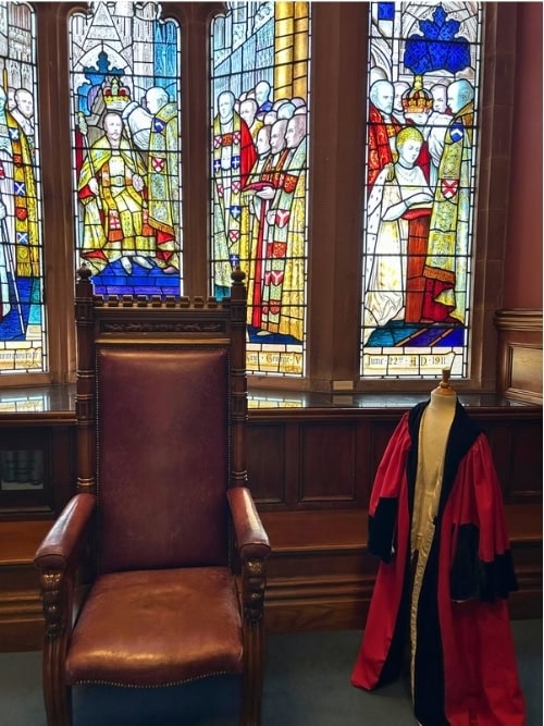 The judge's chair and robe from Derry's Truth and Reconciliation trial