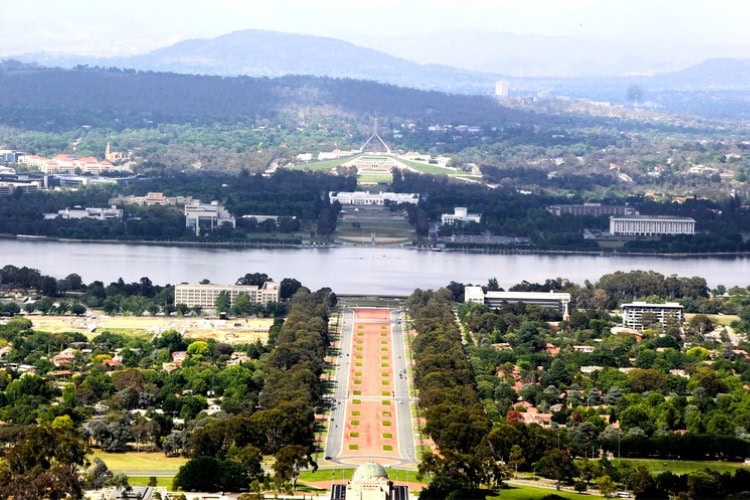View of Lake Burley Griffin from Mt. Ainslie, Canberra, Australia