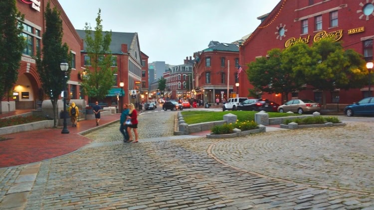 Wandering the Old Port district in Portland, Maine