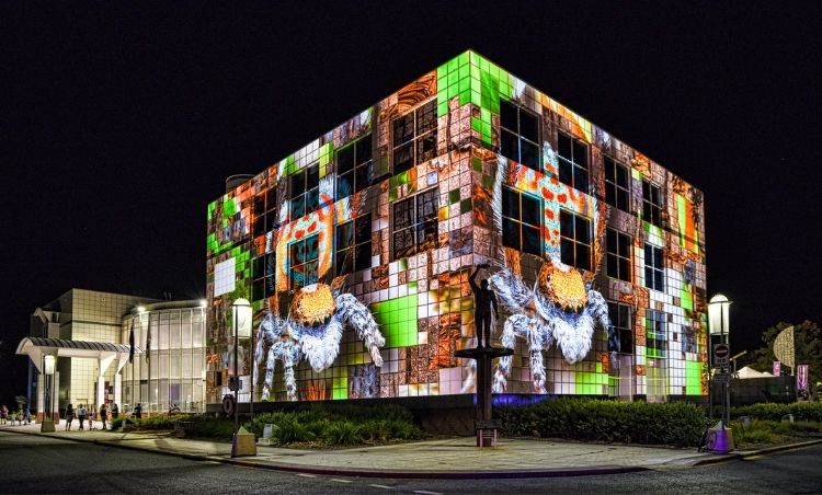 Captivating architectural projections on Questacon in Canberra. Photo by Daniiielc via iStock