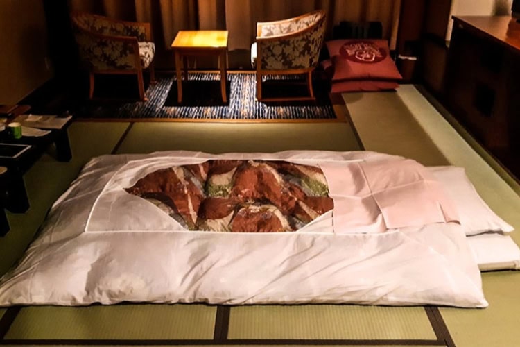 A tatami-mat guest room at an Oga Inn