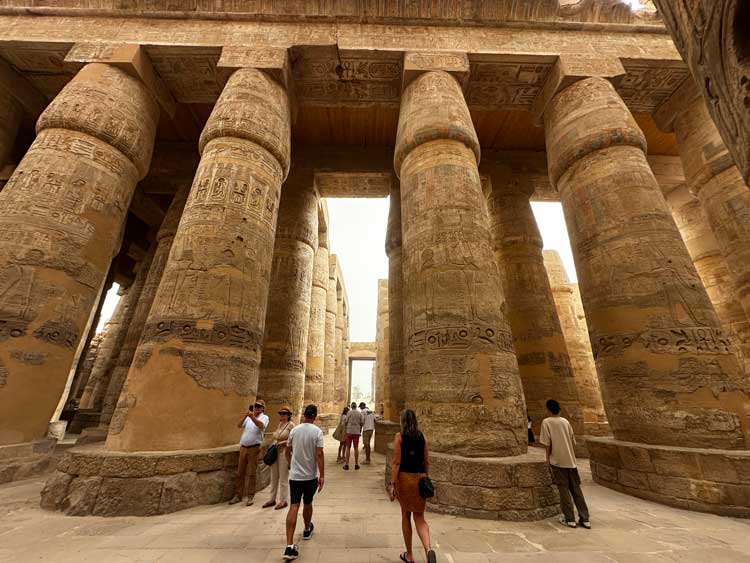 The massive Great Hypostyle Hall with 134 giant stone columns