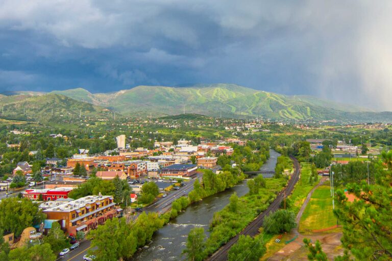 Aerial view of Steamboat Springs, Colorado. Photo by Noah Wetzel/Steamboat Springs Chamber
