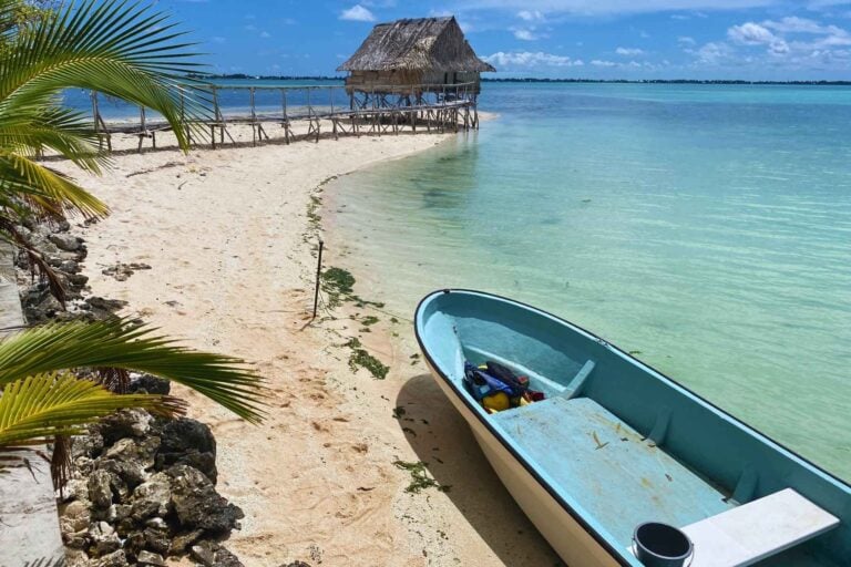 Buias, the Kiribati traditional homes, can be built on land or over the water. Photo by Annie Elle