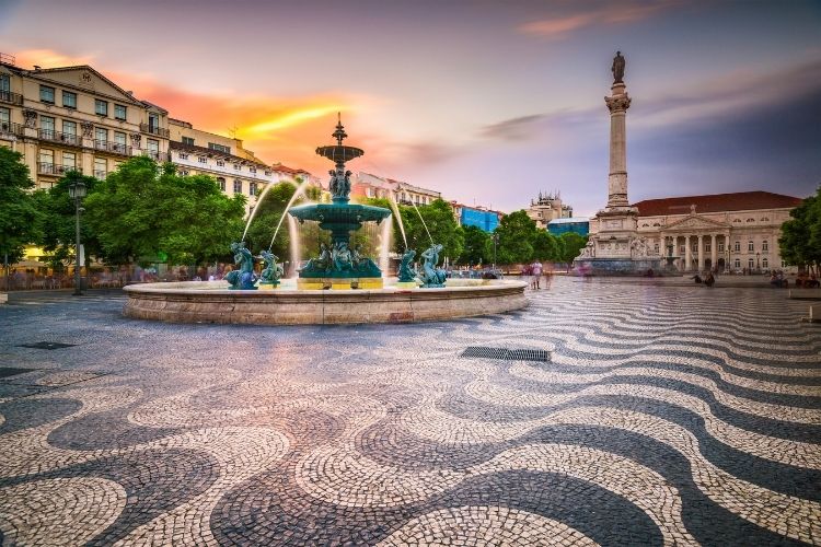Rossio Square in Lisbon, Portugal.