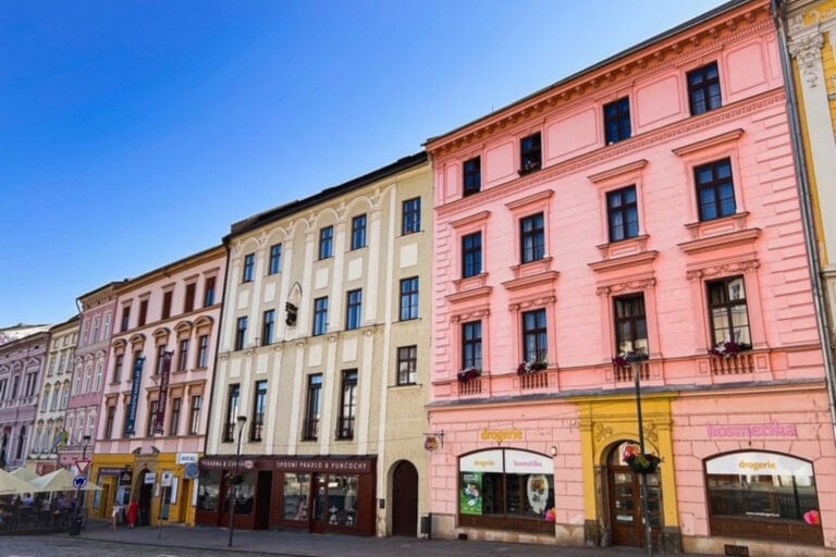 Colorful pink buildings off Olomouc's main square, which made me feel as if I was in Italy or Spain. Photo by Manny Marotta