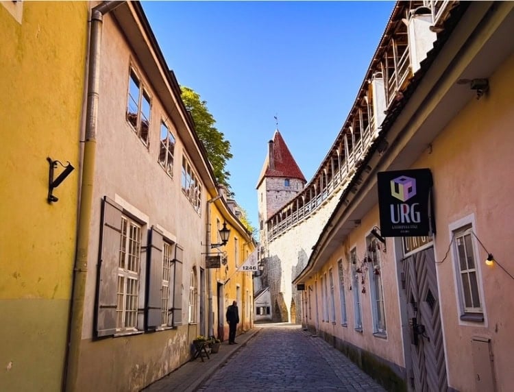 A view of empty streets in Tallinn, Estonia's Old Town, without tourists.