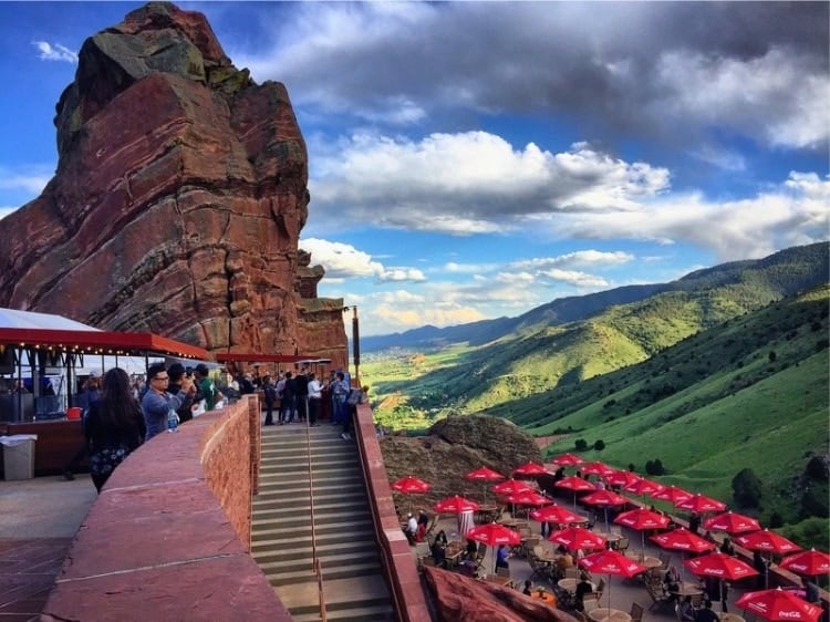 Red Rocks Amphitheatre in Denver with its iconic natural red rock formations
