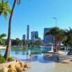 South Bank’s Streets Beach, Brisbane’s iconic man-made lagoon, with the city skyline rising in the background. Photo by Ayan Adak