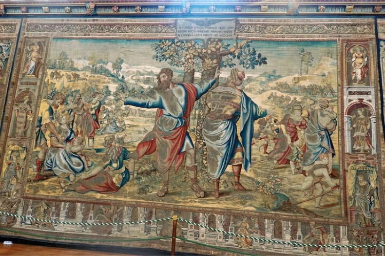 Wool, silk, and gold and silver thread tapestry from the Great Hall, 1546