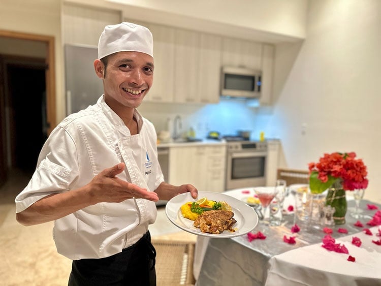 We had an incredible private dinner prepared by Sailrock's Chef Prasod. Photo by Janna Graber