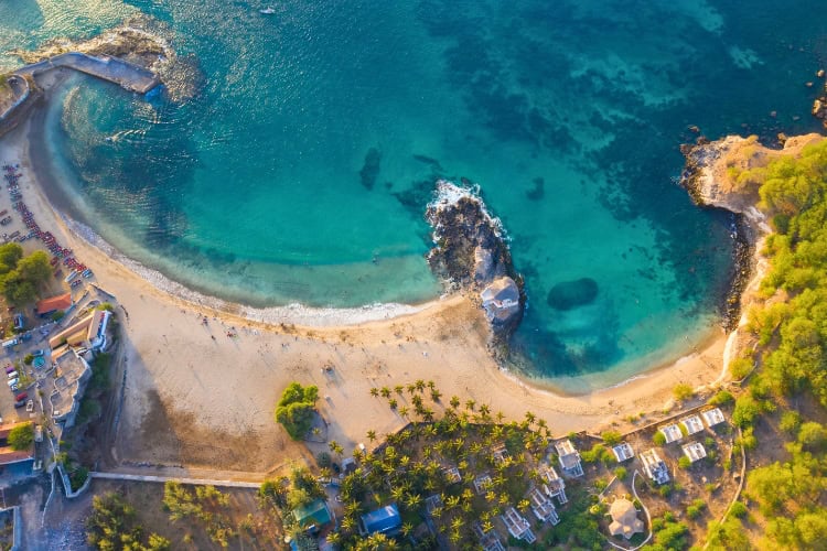 Aerial view of Tarrafal Beach in Santiago island
