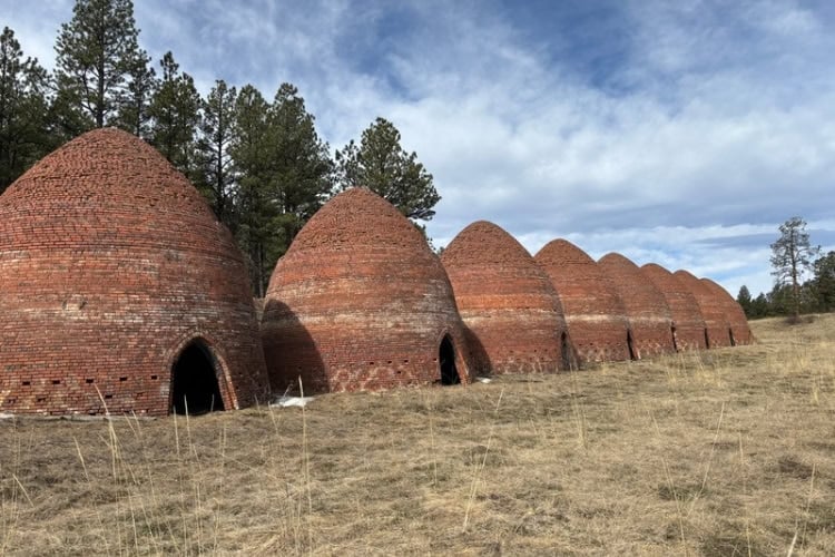 Large brick kilns stand in a row at Vermejo, a Ted Turner Reserve in New Mexico