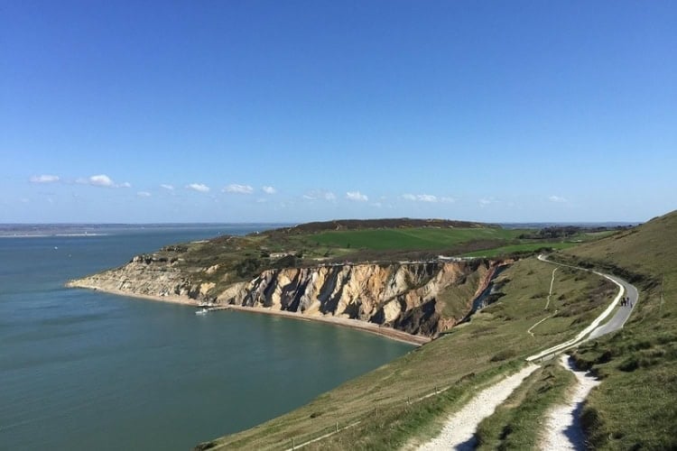 Coastal paths and cliffs on the Isle of Wight.