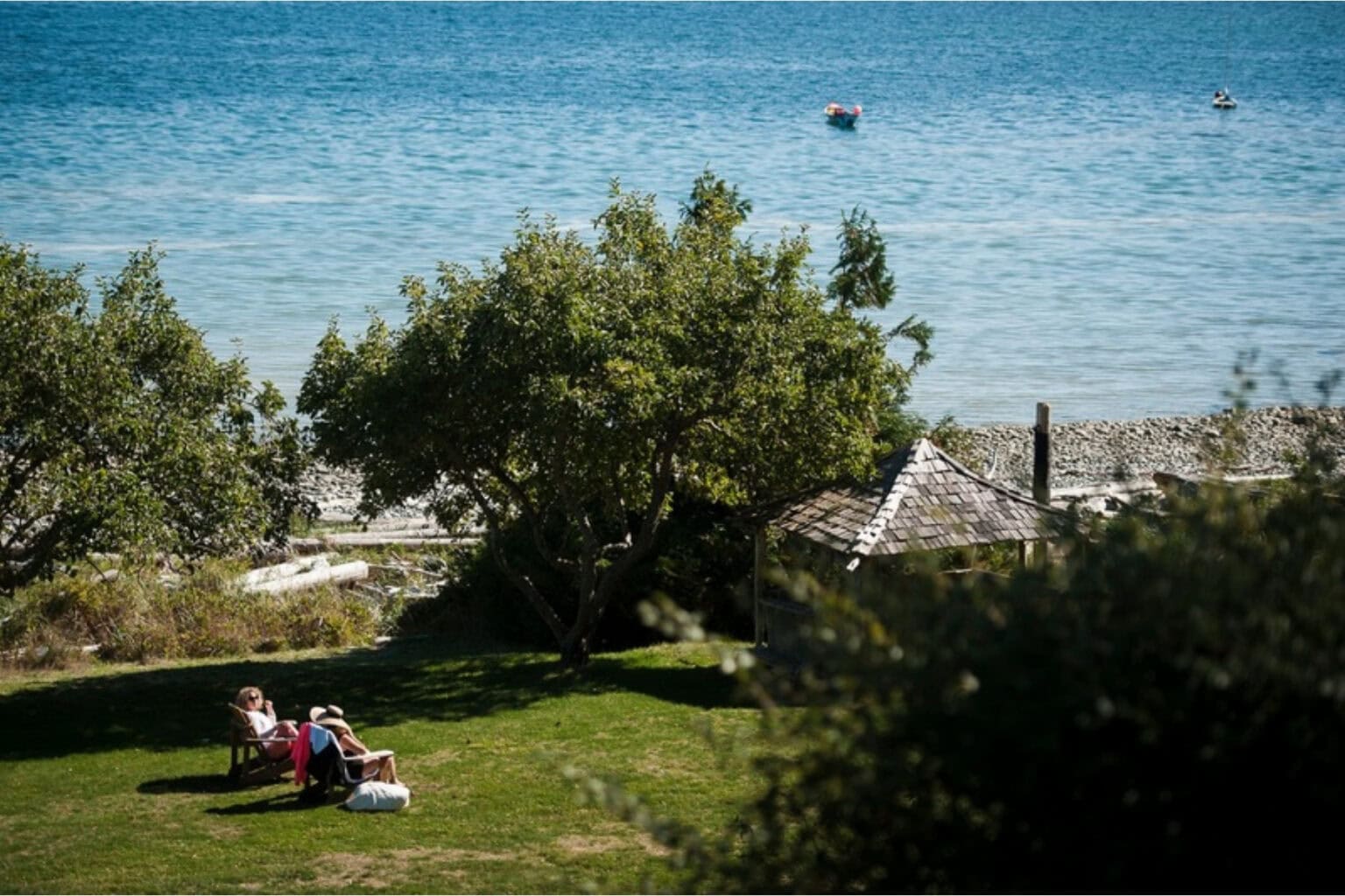 The nearby shoreline invites quiet reflection—and sometimes a surprise seal sighting. Photo courtesy of Hollyhock
