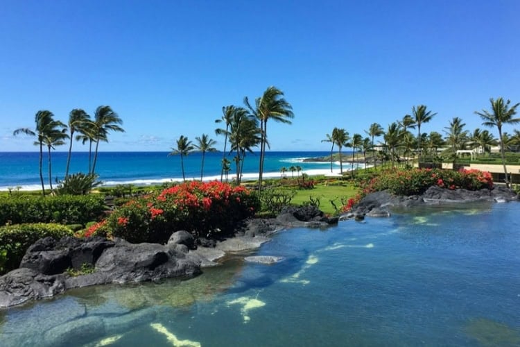 Beach shore in Kauai, Hawaii, USA