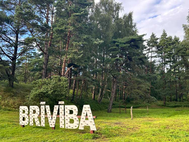 This sign is the Latvian word for freedom. Photo by Janna Graber