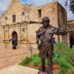 Davy Crockett bronze statue depicting the legendary frontiersman who fought and died at the Alamo. Photo by Frank Hosek