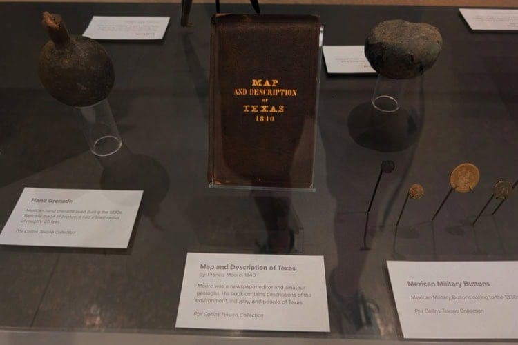 Artifacts from Phil Collins' Alamo Collection on display at the Ralston Family Collections Center at the Alamo. Photo by Frank Hosek