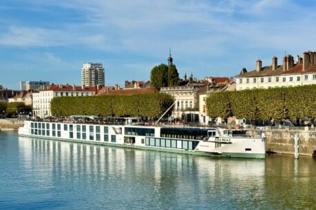 Riverside Ravel docked along the Saone River near Chalon-sur-Saone. Photo by Terri Colby