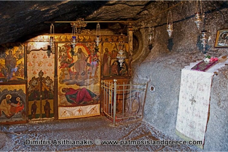 The cave on Patmos Island, Greece, where the prophet John and Prochorus, an assistant, lived for two years. Photo by Dimitris Asithianakis, www.patmosislandgreece.com