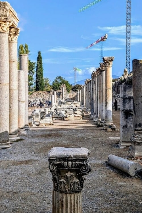 The columns of the Stoa in the Commercial Agora of Ephesus, a significant trade center in the ancient world. Photo by Frank Hosek