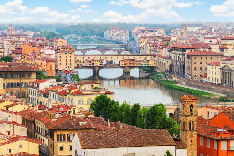 View of Ponte Vecchio and the city of Florence