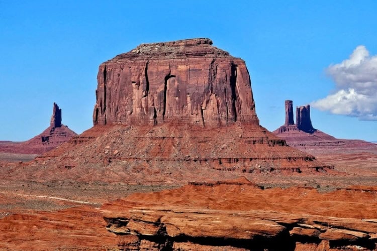 An iconic view inside Monument Valley from Scenic Drive. Photo by Tab Hauser